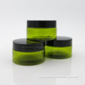 100g natural green color pets plastic jars and black screw top lids
